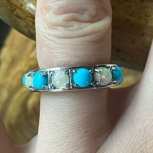 Sleeping Beauty Turquoise Ethiopian Opal Sterling Silver Ring Size 6